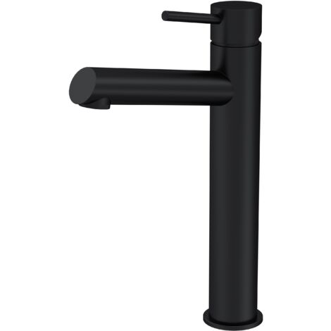 Balterley Wetley Modern Bathroom High-Rise Mono Basin Mixer Tap for Countertop Basins, Matt Black Finish, 52 mm