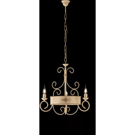 Baltimora Lampadario in ferro laccato avorio decape 3 luci 113 Ø54 BL183-3-AV