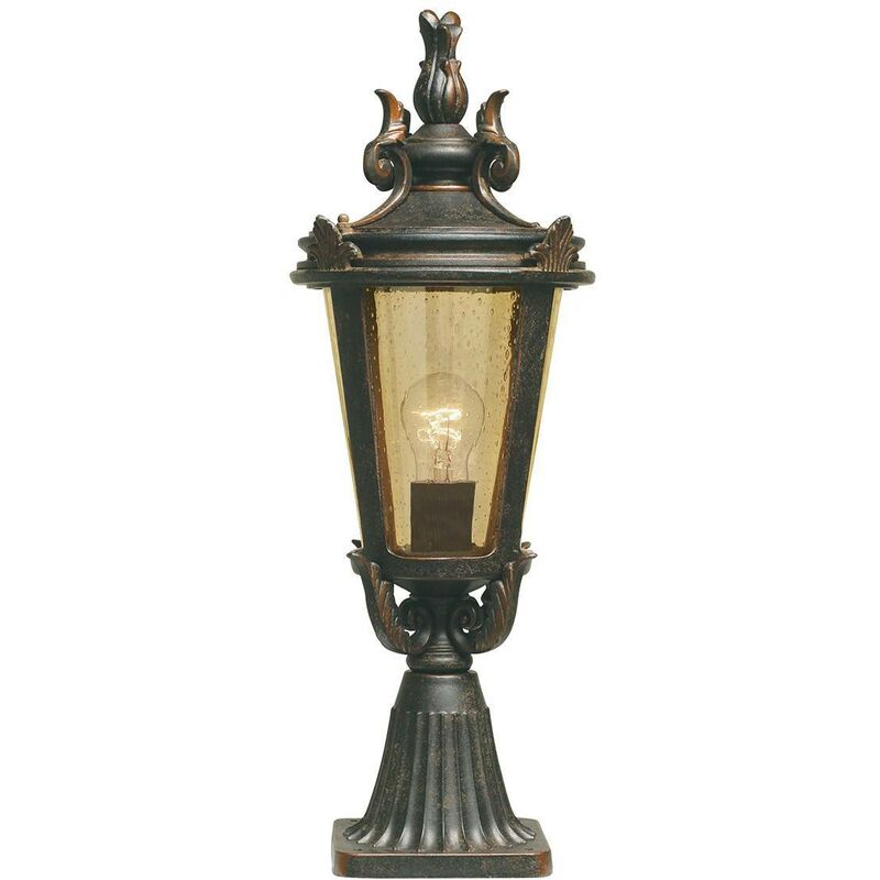 Elstead Baltimore - 1 Light Medium Outdoor Pedestal Lantern Weathered Bronze IP44, E27
