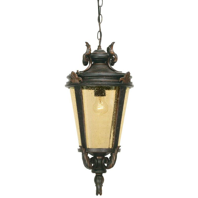 Elstead Lighting - Elstead Baltimore - 1 Light Large Outdoor Ceiling Chain Lantern Weathered Bronze, E27