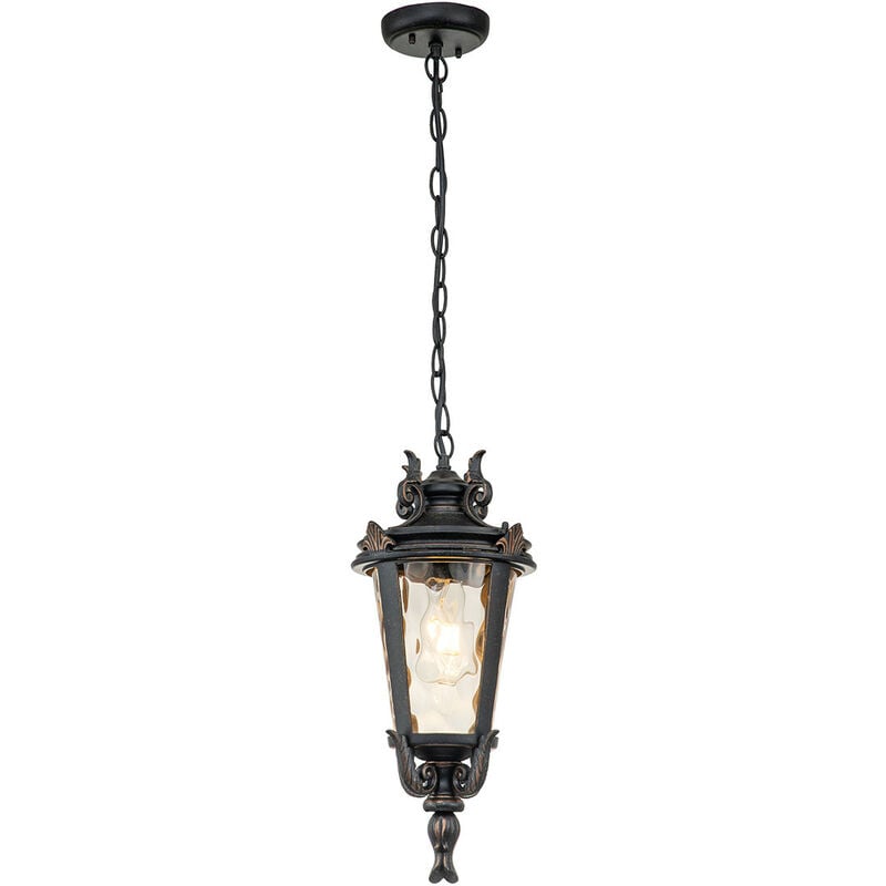 Baltimore - 1 Light Medium Outdoor Ceiling Chain Lantern Weathered Bronze, E27 - Elstead