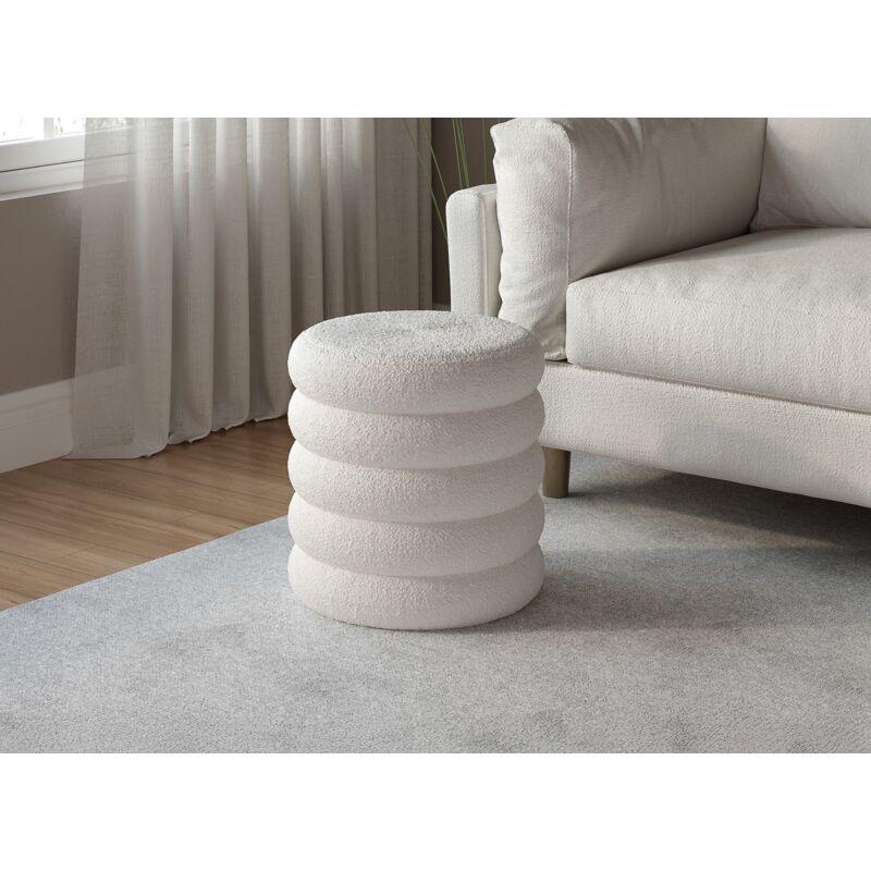 Deco In Paris - balto - Pouf coffre en tissu effet peau de mouton écru balto