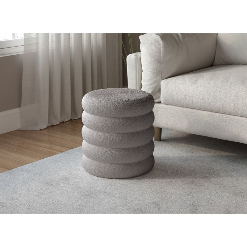 Deco In Paris - balto - Pouf coffre en tissu effet peau de mouton gris balto