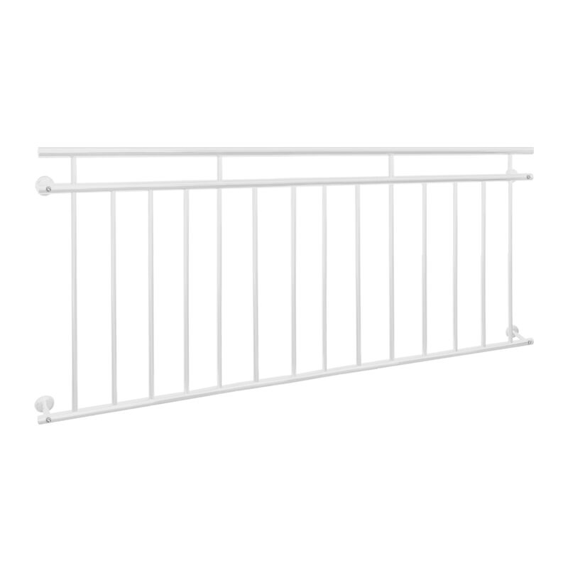 Ecd Germany - Garde-corps Balcon Français - 184 x 90 cm - Blanc - en Acier Inoxydable - avec 14 Barres Transversales - Appui Rambarde Balustrade