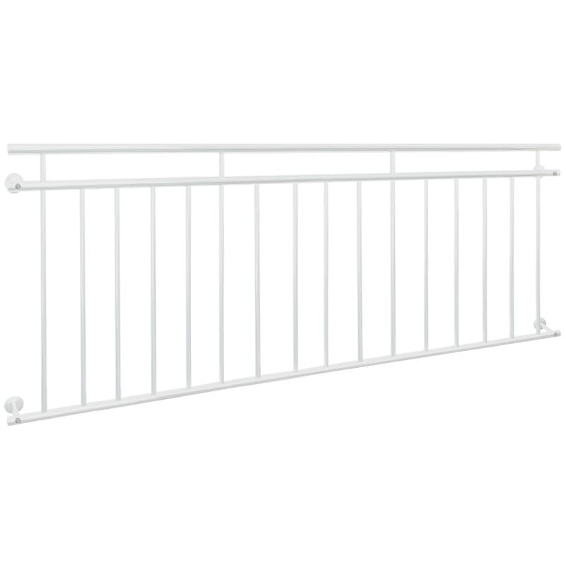Ecd Germany - Garde-corps Balcon Français - 225 x 90 cm - Blanc - en Acier Inoxydable - avec 16 Barres Transversales - Appui Rambarde Balustrade
