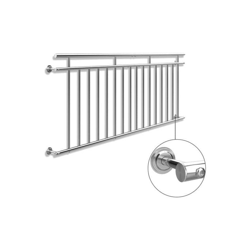 Balustrade de balcon, 225 cm x 90 cm en inox - Acier
