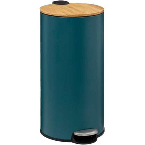 Pedale del cubo 20L con coperchio di bambù nero