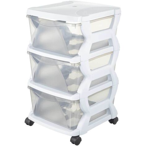 Bama 99002 Insieme 3 Cassetti con Ruote, Bianco, 36 x 40 x 62 cm