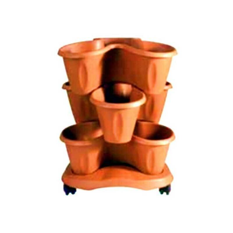 Iperbriko - Clover Vase avec soucoupe en terre cuite 30015
