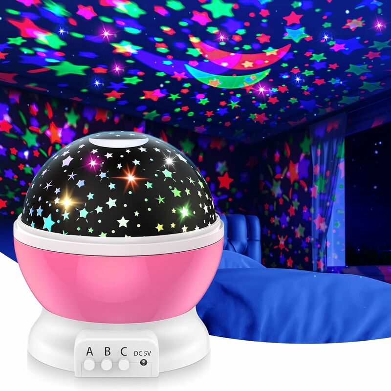 Image of Bambini stelle proiettore luce notturna giocattoli per bambini per 2 - 12 anni 1pc (Spinning pink star Sky)