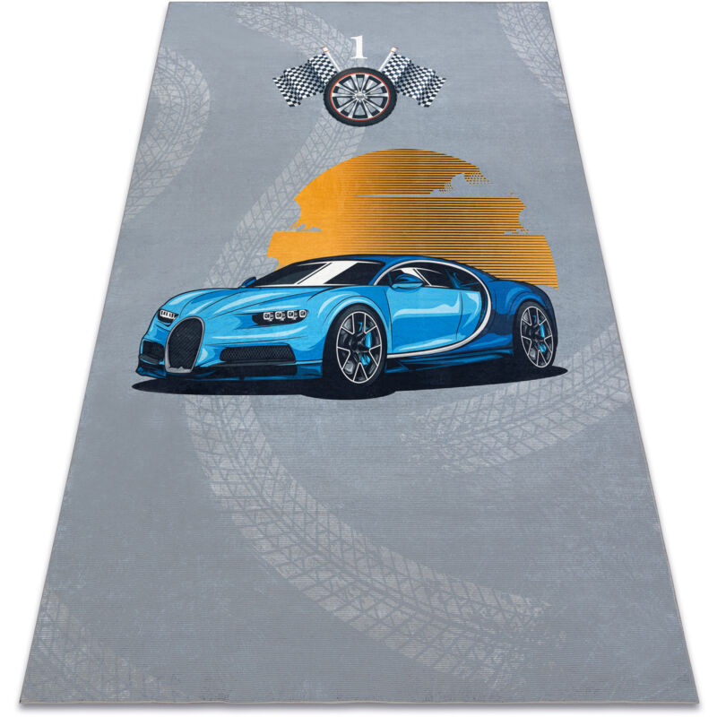 BAMBINO 41730 washing carpet Car, race for children anti-slip - grey / blue grey 200x290 cm