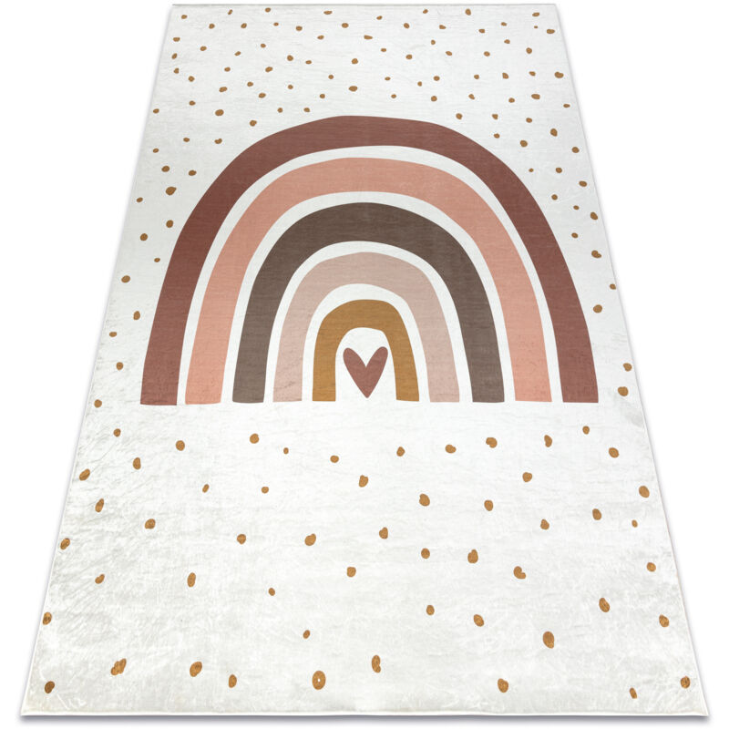 BAMBINO 46960 washing carpet Rainbow, dots for children anti-slip - white / brown white 120x170 cm
