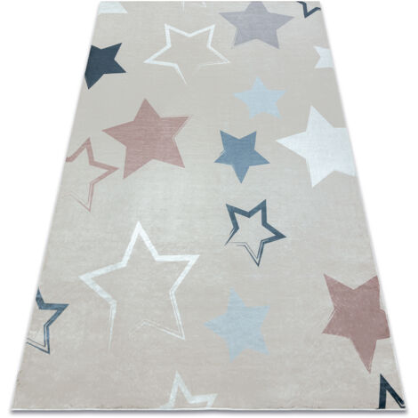 BAMBINO 48130 washing carpet Stars for children anti-slip - beige / grey  beige 200x290 cm