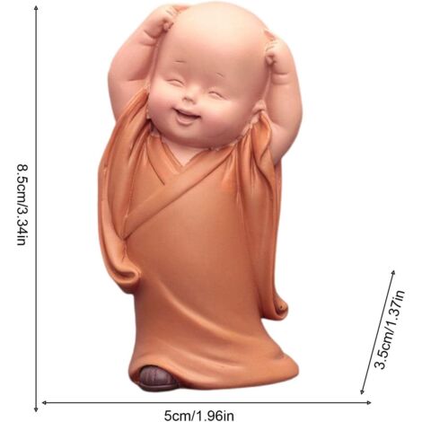Bambino Buddha - Monaci Creativi  Grazioso piccolo monaco in resina, ornamento per cruscotto auto, piccola statua del Buddha
