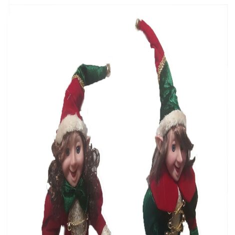 bambola lui e lei rosso verde elfo decorazioni per albero di natale addobbi set da 2 natalizi h46 pupazzo giullare idea regalo