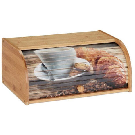 Bamboo bread box with roll top