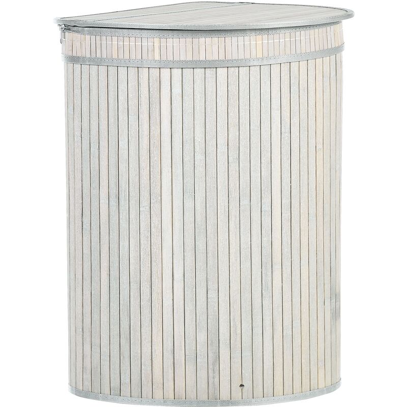 Bamboo Corner Laundry Basket Hamper with Zippered Lid Grey Badulla