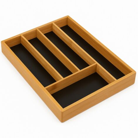 Bamboo Cutlery Tray 5 Compartments Durable Kitchen Drawer Organiser Versatile