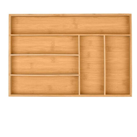 Bamboo cutlery tray with 6 compartments