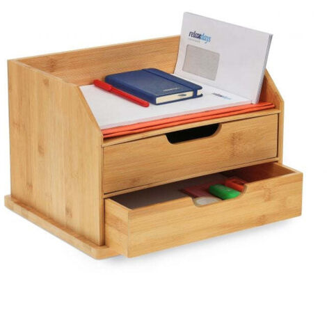 Bamboo desk organiser with drawers