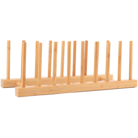 Bamboo Dish Rack Plates Holder Kitchen Storage Cabinet Organizer for Cup Pot Lid Cutting Board