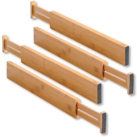Bamboo Drawer Dividers Set of 4 Expandable Spring Mechanism Versatile Kitchen Bathroom Office