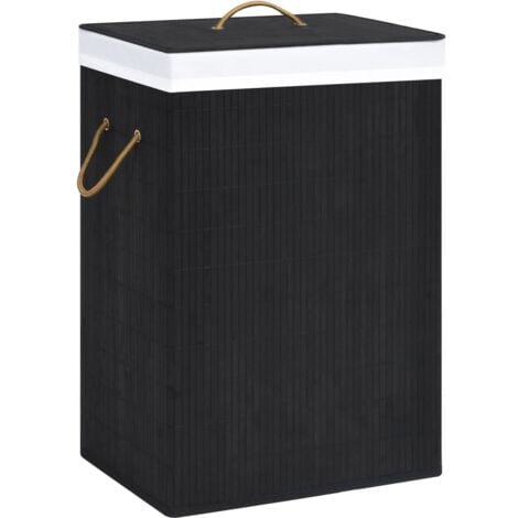 Bamboo Laundry Basket Black 72 L