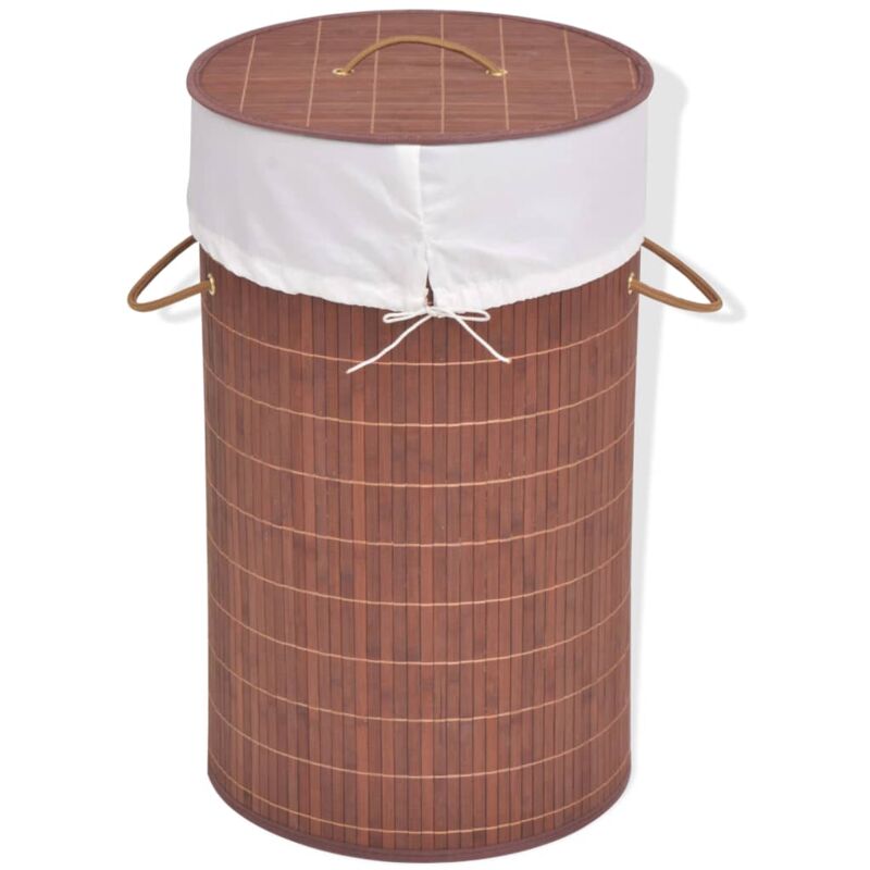 Bamboo Laundry Bin Round Brown Vidaxl