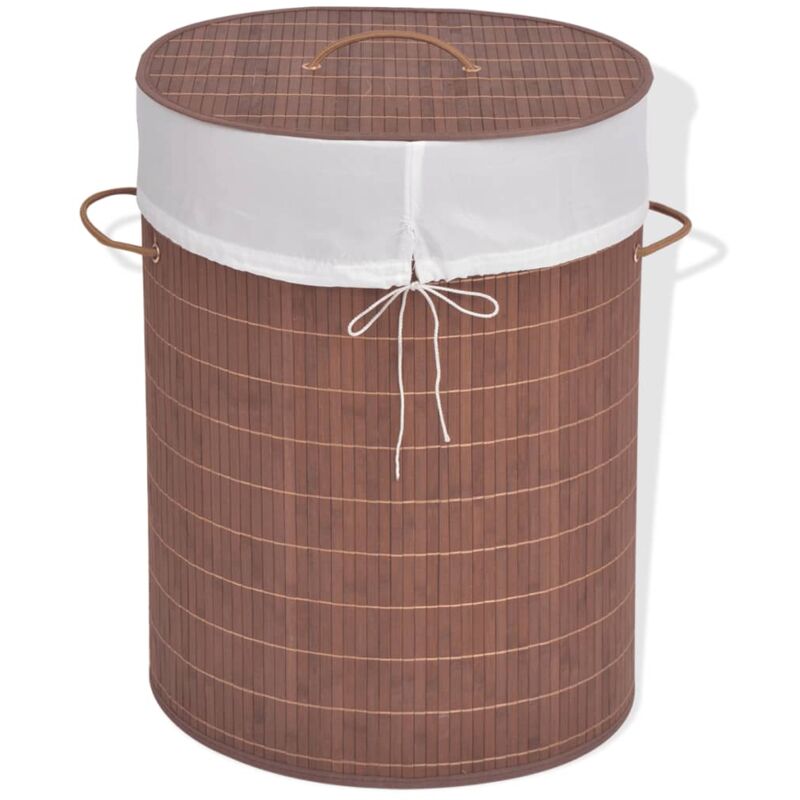 Bamboo Laundry Bin Oval Brown Vidaxl