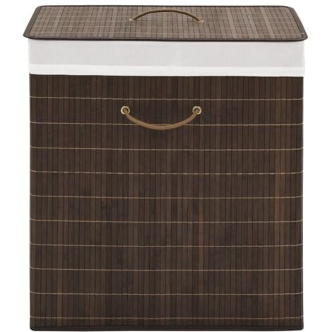 Bamboo Laundry Bin Rectangular Dark Brown vidaXL