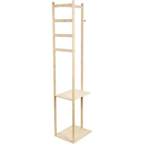 Bamboo Legs Coat Rack: Solid Clothes Rack with Stable Base, Cloakroom, Entrance Coat Holder, Maximum Load 15 kg, Ideal for Home, Bedroom, Living Room – 155 x 38 x 30.5 cm – Original Colour