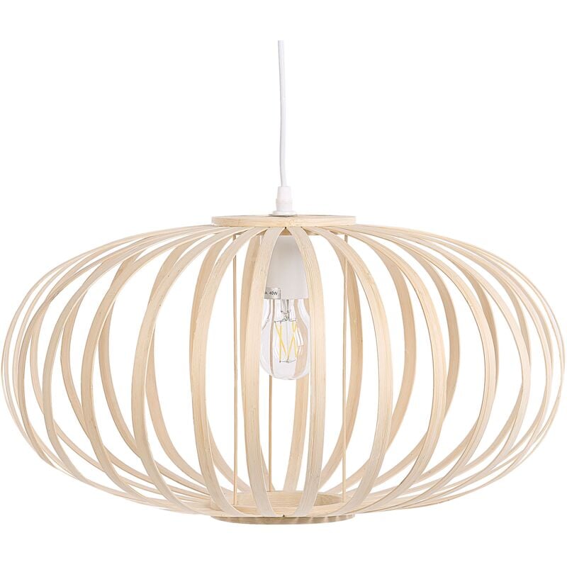 Boho Modern Ceiling Pendant Lamp Oval Shape Bamboo Light Wood Havel