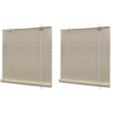 Bamboo Roller Blinds 2 pcs 120x160 cm Natural vidaXL