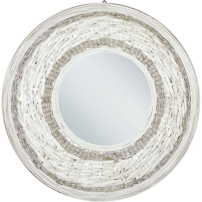 Bamboo Round Wall Mirror Decorative Hanging ø 61 Natural Soledad