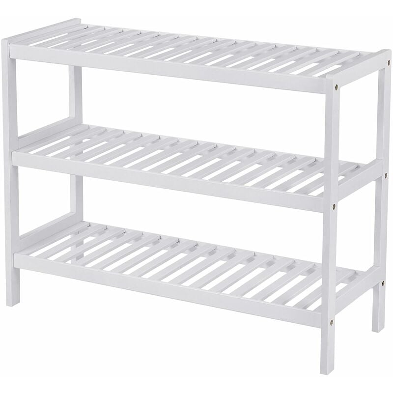 Bamboo Shoe Rack 3 Tier Storage Shelf Hold Up To 12 Pairs Of Shoes 70 X 25 X 55cm Ideal For Hallway Bathroom Living Room And Corridor White Lbs13w