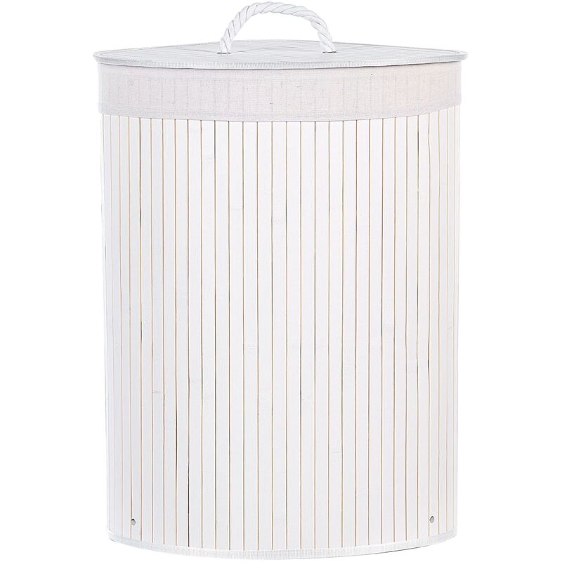 Beliani Basket Matara Bamboo Wood White 57 L