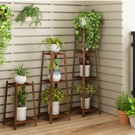 main image of "Bamboo Tall Plant Stand Pot Holder Garden Flower Rack Display Vintage - different size available"