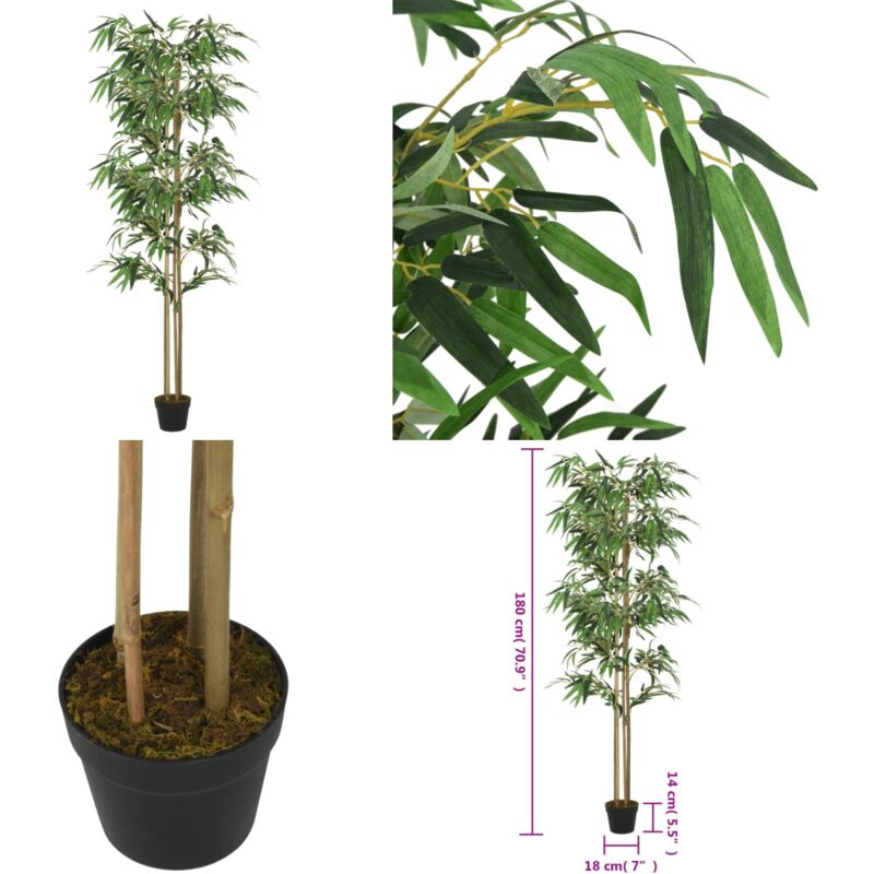 Vidaxl - Bambou artificiel 1216 feuilles 180 cm vert - Bambou Artificiel - Plante Artificielle - Décoration Intérieure - Décoration Extérieure