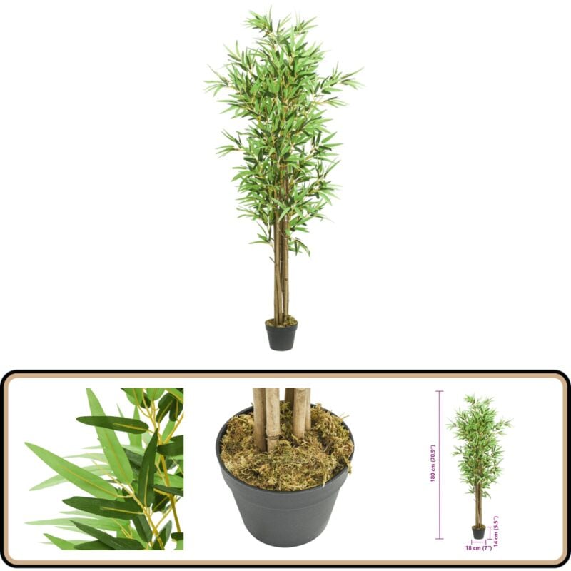 Vidaxl - Bambou artificiel 1288 feuilles 180 cm vert - Bambou Artificiel - Plante Artificielle - Décoration Intérieure - Décoration Extérieure