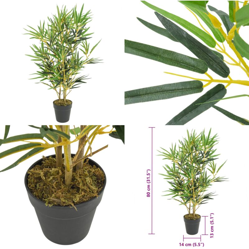 Vidaxl - Bambou artificiel 368 feuilles 80 cm vert - Bambou Artificiel - Plante Artificielle - Décoration Intérieure - Décoration Extérieure - Plante