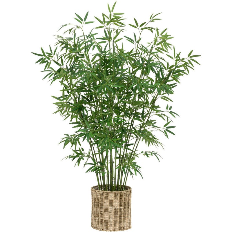Atmosphera - Plante artificielle Bambou dans un Pot en fibres naturelles d 90 x h 150 cm Vert