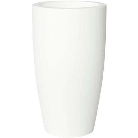 BAMBÚ 70 haut et rond Jardinière d'intérieur et d'extérieur pour plantes et fleurs Très résistante au passage du temps. Fabriqué en polyéthylène en Espagne - Blanc