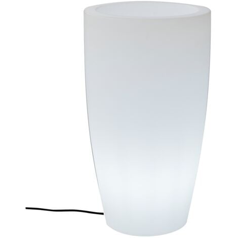 BAMBÚ 90 Grande Jardinière Ronde avec Lumière Pour Plantes et Fleurs Très Résistantes. Lumière blanc froid avec câble. Fabriqué en Polyéthylène en Espagne