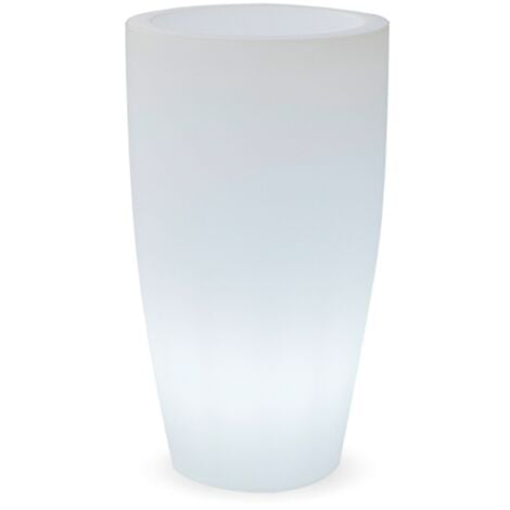 NEWGARDEN 90 Runder Blumenkasten mit Licht für Pflanzen und Blumen sehr widerstandsfähig. Solarladung und wiederaufladbare Batterie. RGB-Licht und Hergestellt aus Polyethylen in Spanien.