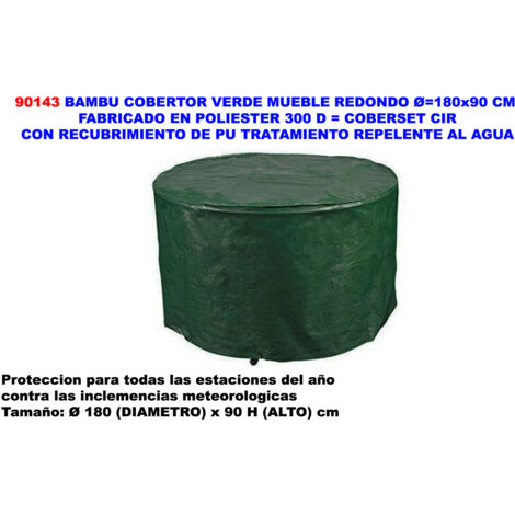 BAMBÚ Cobertor para mueble redondo 180x90cm fabricado en poliéster color verde