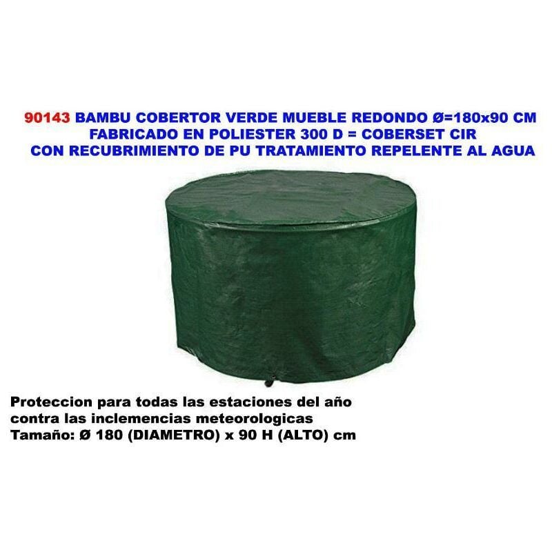 

bambu cobertor verde mueble redondo ø 180x90 cm poliester rec.pu - Mibricotienda
