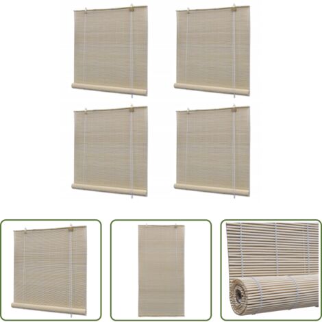 Bambú natural -  Estor enrollable de bambú natural 4 unidades 120x160 cm