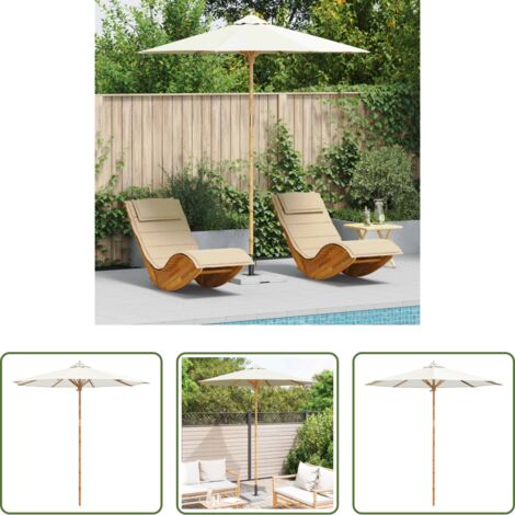 Bambù -  Ombrello da giardino Bianco Crema Ø 270 x 260 cm Bambù