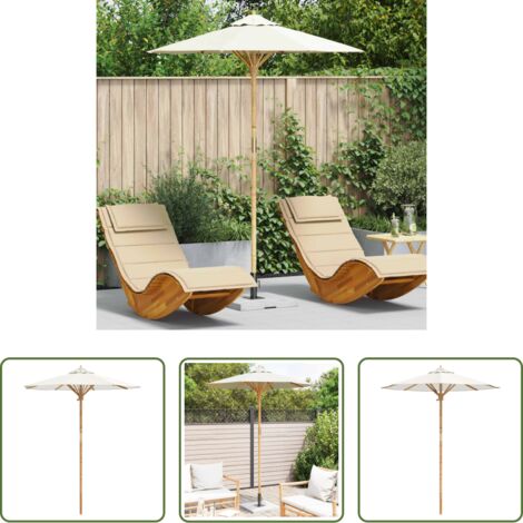 Bambù -  Ombrello da giardino Bianco Crema Ø 270 x 260 cm Bambù