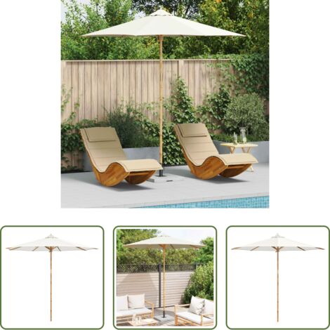 Bambù -  Ombrello da giardino Bianco Crema Ø 270 x 260 cm Bambù